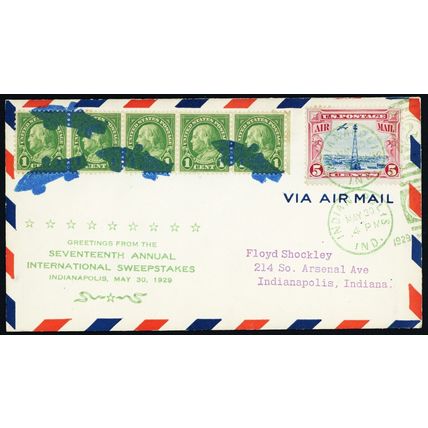 Racing Car Indianapolis, IN fancy Cancel - Extremely Rare Cover * Stuart Katz