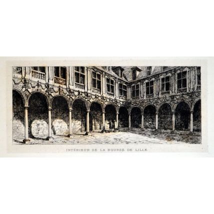 INTERIEUR DE LA BOURSE DE LILLE 1879 Jean Eugène Sadoux ETCHING