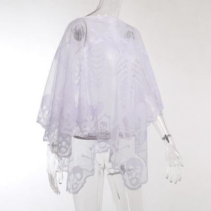 Womens Girls Cape Shawl Breathable Skeleton Poncho Cosplay Cover Up See-through