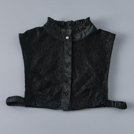 Women Lace Fake Satin Collar Button Down Detachable False Collar Half Shirt Top