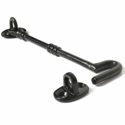 8"/200mm Extra Long Black Cabin Hook and Eye Shed Gate Door Latch Garden Outdoor
