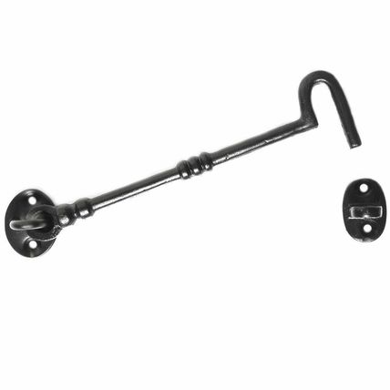 8"/200mm Extra Long Black Cabin Hook and Eye Shed Gate Door Latch Garden Outdoor