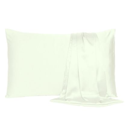 Ivory Dreamy Set Of 2 Silky Satin Standard Pillowcases