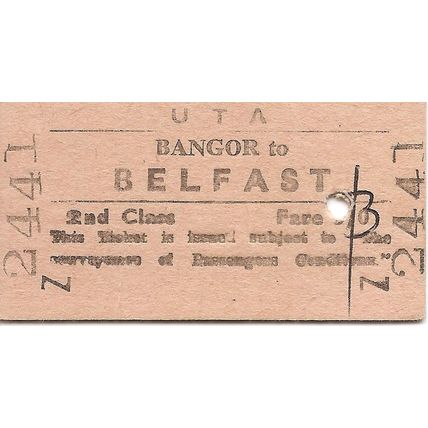 U.T.A. Edmondson Ticket - Bangor to Belfast