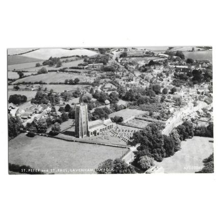 St Peter & St Paul, Aerial View, Lavenham, Suffolk, RP Postcard.
