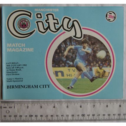 1982 programme Manchester City v. Birmingham City