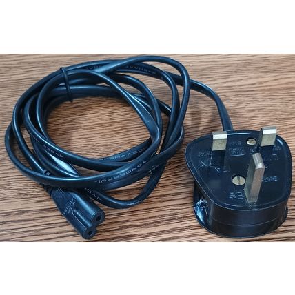 Mains cable 1.8m C7 IEC "8" plug and UK 13A plug 3A Fuse for amplifier etc 1 off