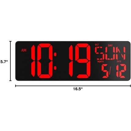 Large Digital Wall Clock with Remote Control 17.2" LED Large Display Timer with