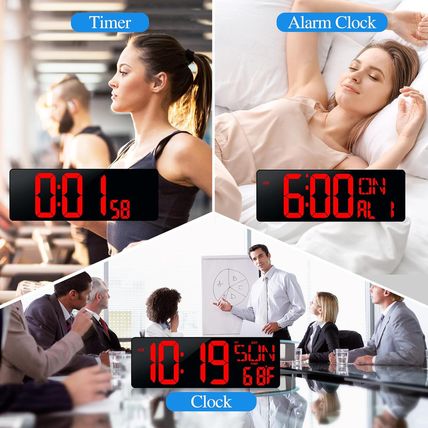 Large Digital Wall Clock with Remote Control 17.2" LED Large Display Timer with