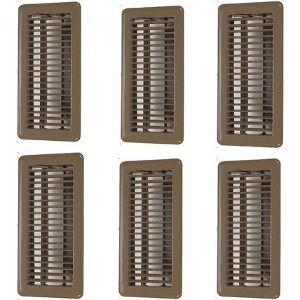 Hartford Ventilation 4" X 10" Floor Vent Covers Brown 6 Pack - Heavy Duty Walkab