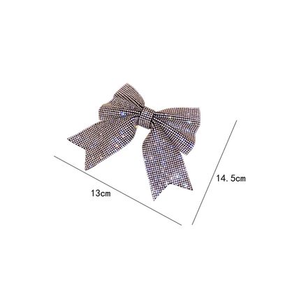 Silvery Rhinestone Large Bow Knot Hair Clip