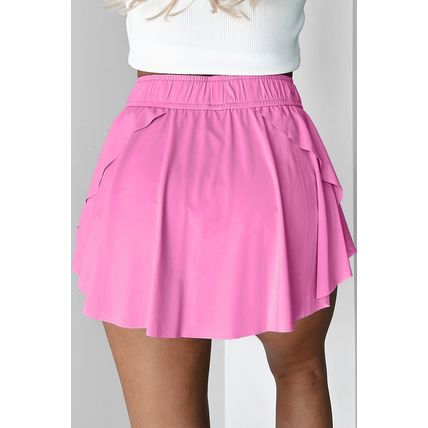 Bonbon Drawstring High Waist Lined Tennis Skorts