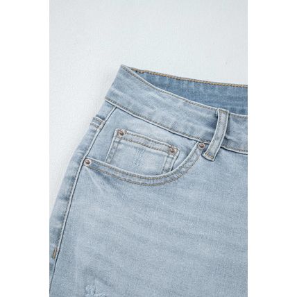 Beau Blue Mid Rise Ankle-Length Distressed Skinny Jeans