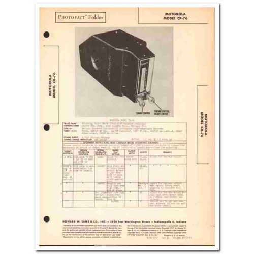 motorola model cr-76 chrysler car radio receiver sams photofact manual
