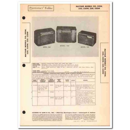 mayfair model 510x 520x 530x 5-tube am radio sams photofact manual