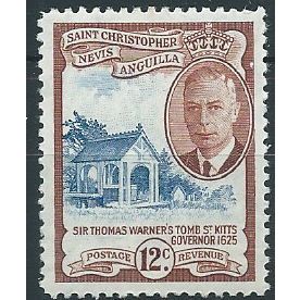 St Kitts-Nevis 1952 SG100 12c Deep Blue & Reddish-Brown Mounted Mint . ..