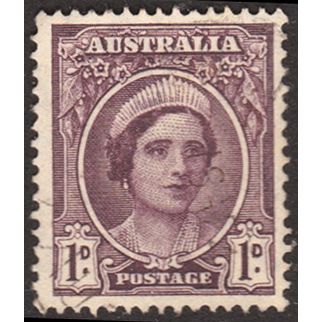 Australia 1943 Queen Elizabeth 1d Used Stamp CofA Wmk.