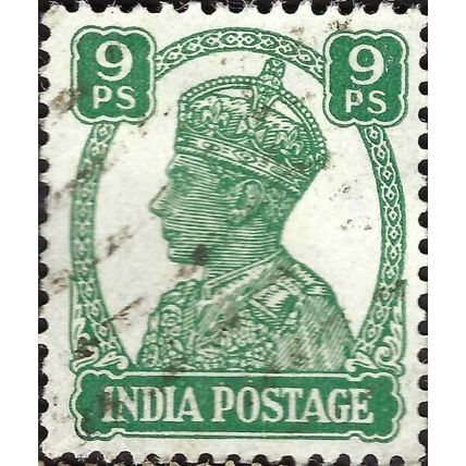 INDIA, King George VI, Imperial Crown of India, green 1941, 9pies, #2