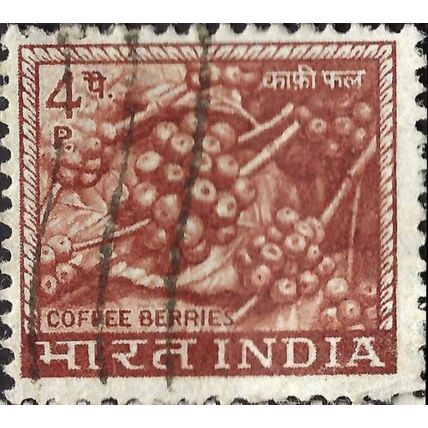 INDIA, Coffee berries, brown-red 1968, 4paisa