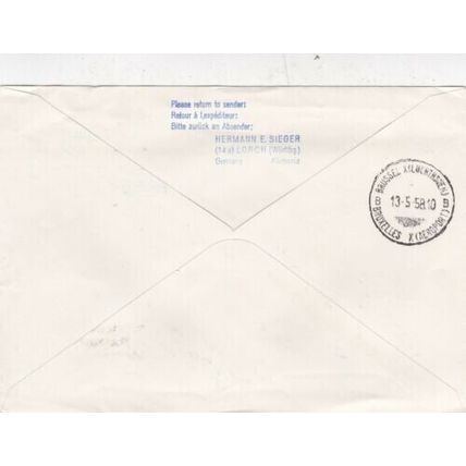 United States 1958 Lufthansa New York -Brussel-Frankfurt FF Cover typed VGC