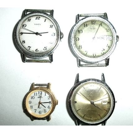 Lot of 4 Vintage Timex Watches NO Bands Parts or Repair Lot 108