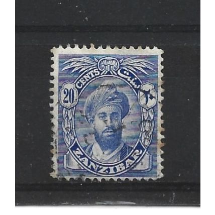 Zanzibar.SG306 20c Sultan Khalifa bin Harub (Bright Blue).Fine Used.Jul24a