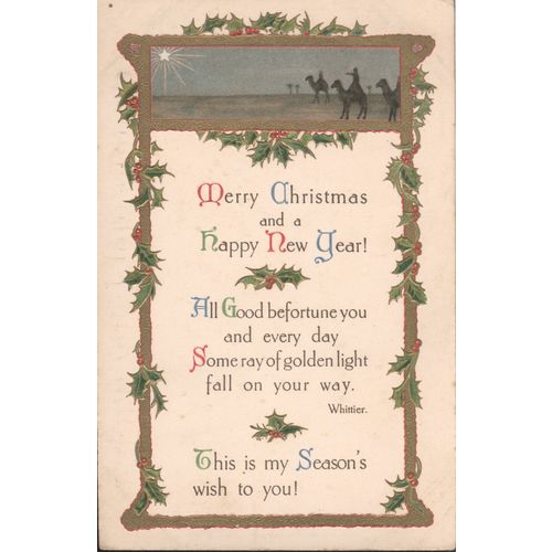 Antique PC 1914 - Merry Christmas and a Happy New Year