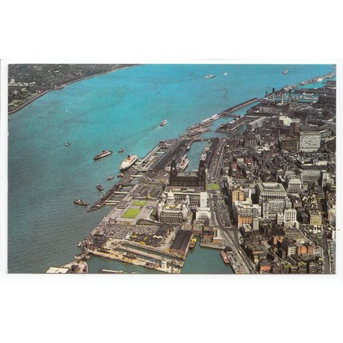 Aerial View of the River Mersey Liverpool Postcard 19375