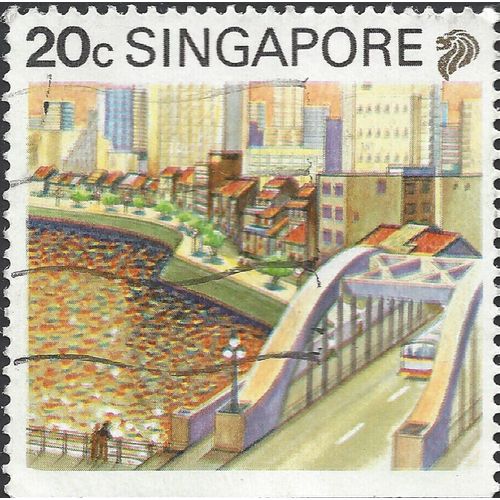 SINGAPORE, Singapore River Bridge, brown 1990, 20c, #5