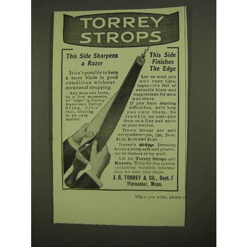 1909 Torrey Strops Ad - This Side Sharpens a Razor