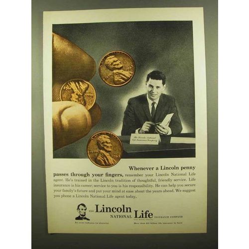 1965 Lincoln National Life Ad - A Penny Passes