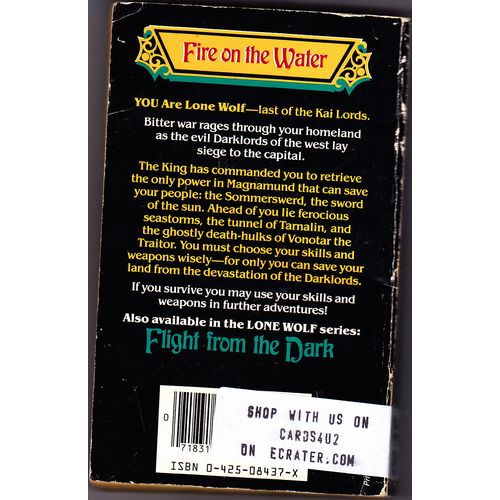 Lone Wolf #2 - Fire on the Water by Joe Dever 1985 Paperback Book - Good