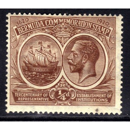 Bermuda 1920 - 21 KGV 1/4d Brown Tercentenary MM SG 59 ( R899 )