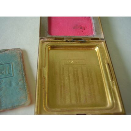 Vintage Zell 5th Avenue Art Deco Dovell Rouge & Powder Compact Duo Steel Mirror