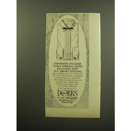 1959 Dobbs Fashion Ad - English Voile Formal shirt features new fly front