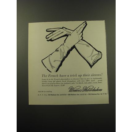 1959 Women's Haberdashers Lauret Gloves Ad - The French have a trick