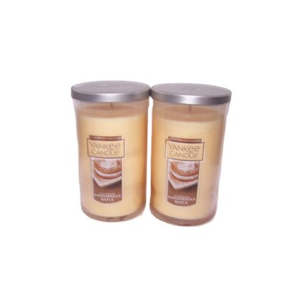 Yankee Candle Gingerbread Maple Pillar Candle 12 oz each Lot of 2