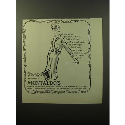 1960 Doop's and Montaldo's Suit by L'Amerique Advertisement - Spring News