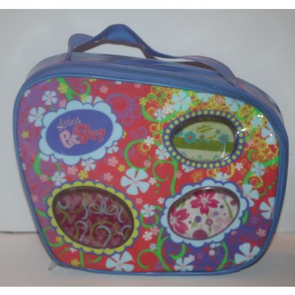 Hasbro The Littlest Pet Shop Vinyl Blue Flower Travel Storage Carrying Case
