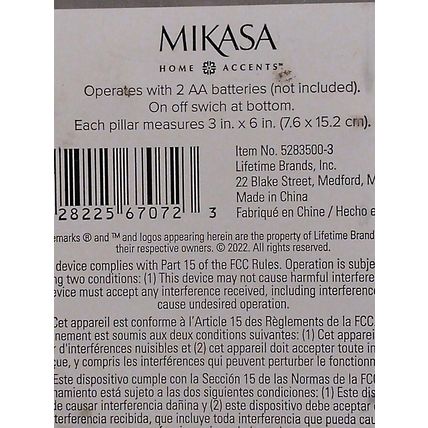 Mikasa Home Accents B/O Pillar Candle 3x6 Mint Green & Iced Lambs Ear Greenery