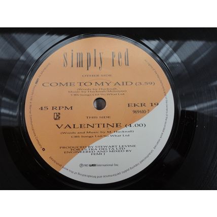 Simply Red 1985 7" Vinyl Single Come To My Aid b/w Valentine