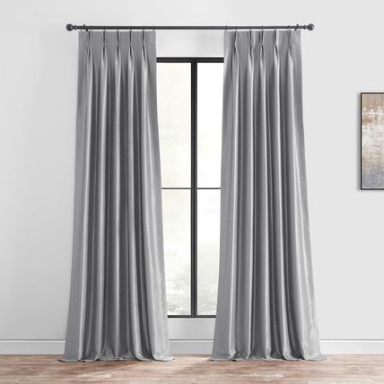 Half Price Drapes-Faux Silk Curtain-25"W x 96"L (1 Panel)-STORM GREY-NEW-SEALED