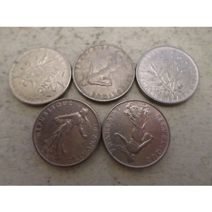 France - 25 differently dated - 1/2 (half) franc coins