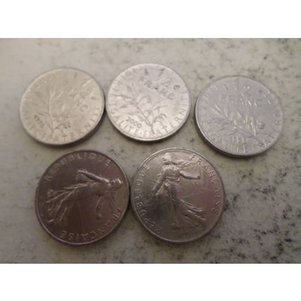 France - 25 differently dated - 1/2 (half) franc coins