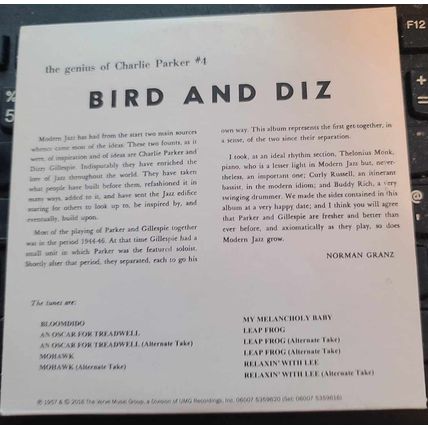 Bird and Diz CD Charlie Parker Dizzy Gillespie 13 Track Album Promo