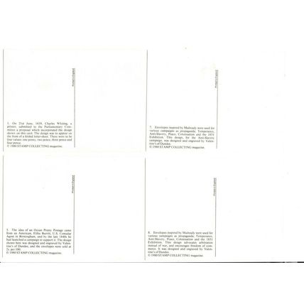 Collection of five illustrated cards issued by Stamp Collecting Magazine 1980