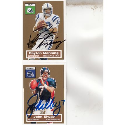 PEYTON MANNING & JOHN ELWAY AUTO 2005 DENVER BRONCOS HOF SB CHAMPION QUARTERBACK