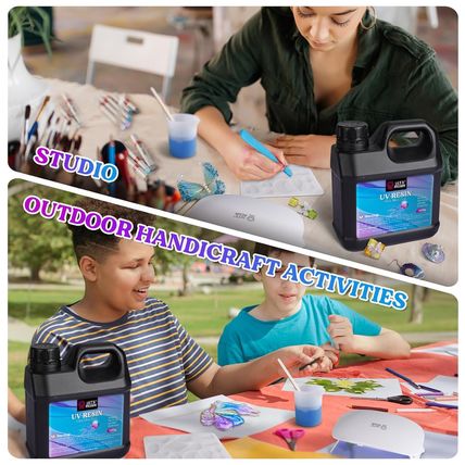 LET'S RESIN UV Resin, Upgraded 1,000G Crystal Clear UV Resin Hard, Low Odor Ultr