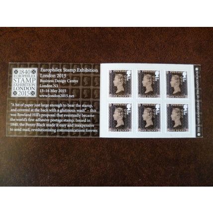 GB 2015 MB13 booklet 6 1st QV penny black stamps 175th anniversary 1d SG3709