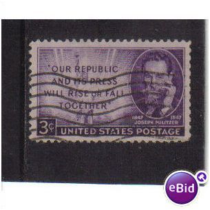 1947 USA joseph pulitzer 3c violet F/U SG 943